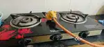 three burner gas stove with regulator and pipe