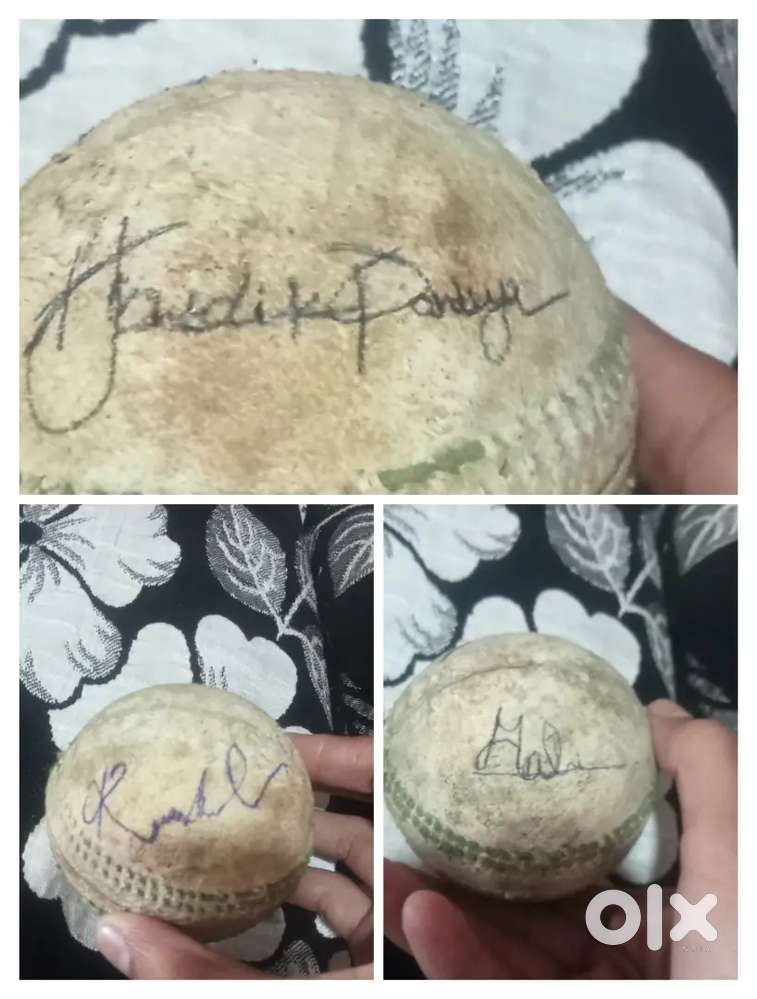 Ms dhoni, k.l rahul, hardik pandya signature test match Ball