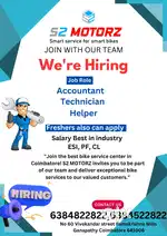 S2 MOTORZ is hiring-Position-Accountant,Telecalling, Mechanics,Helpers