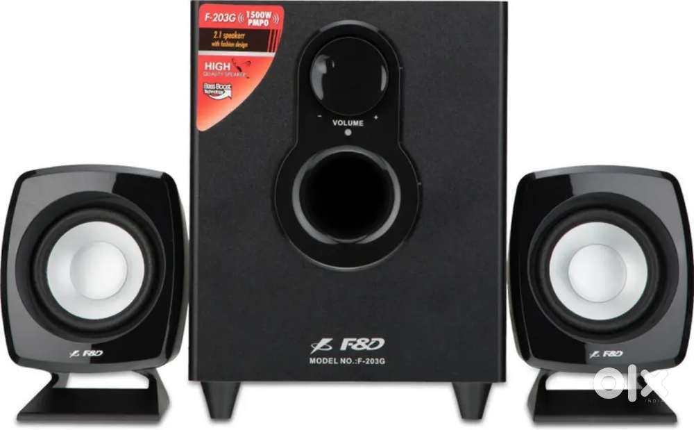 F&D 11 Watts F-203G 2.1 Wired Channel Multimedia Speakers System-Black