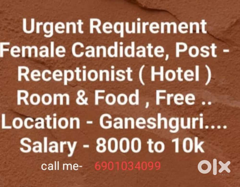 Receptionist/ Tele Call , Hotel ... Parlour.. Banking...