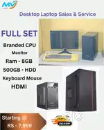 Laptop Desktop CPU-i3-i5-i7 Full Sets -monitor=graphics-ram-hard disk