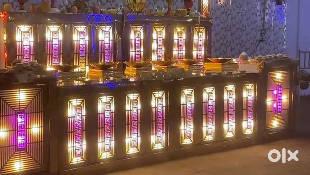 Steel counter wooden set