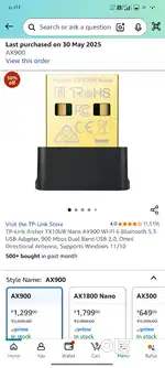 Wifi adapter pc Tplink 900mbps speed for 1000 no negotiable