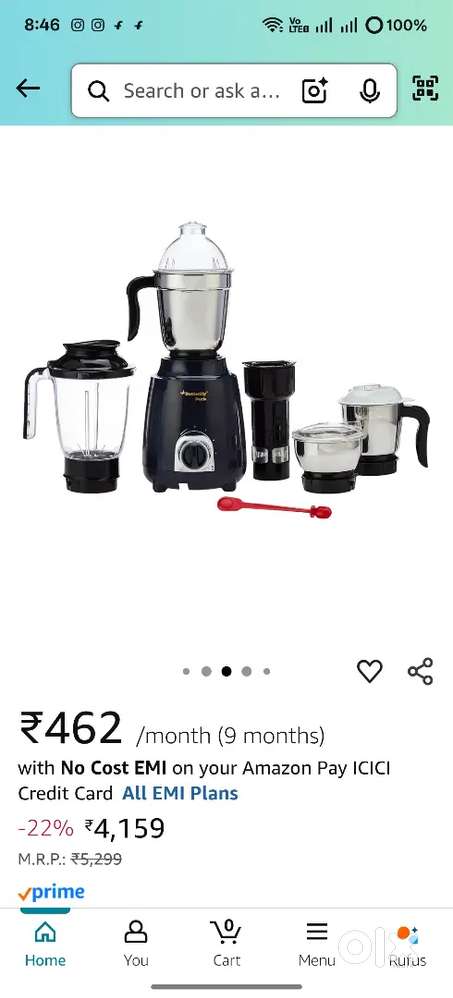 Butterfly Pestle 4Jar MixerGrinder Excellent Condition,3-Year Warranty