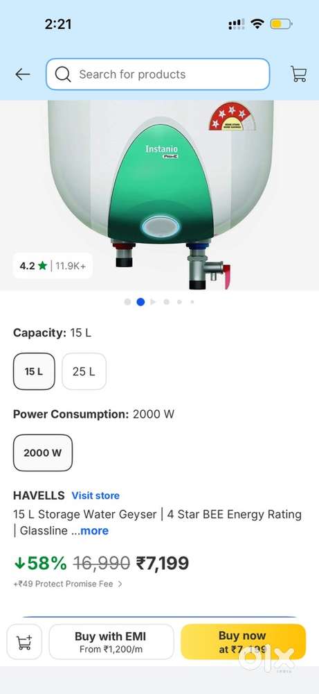 Unused havells 15 l geyser 6700