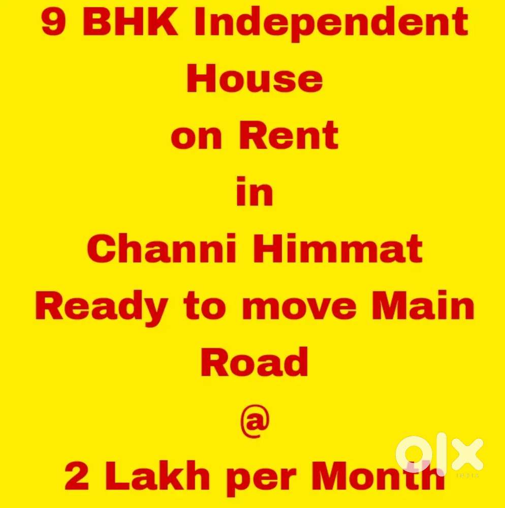 9 BHK Independent House on Rent in Channi Himmat Main Road