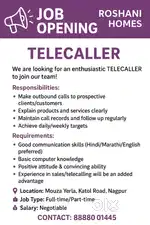 Job Opening for telecalling, office assistant
