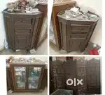 Old kashmirir walnut tree wood side table screen and showcase almirah