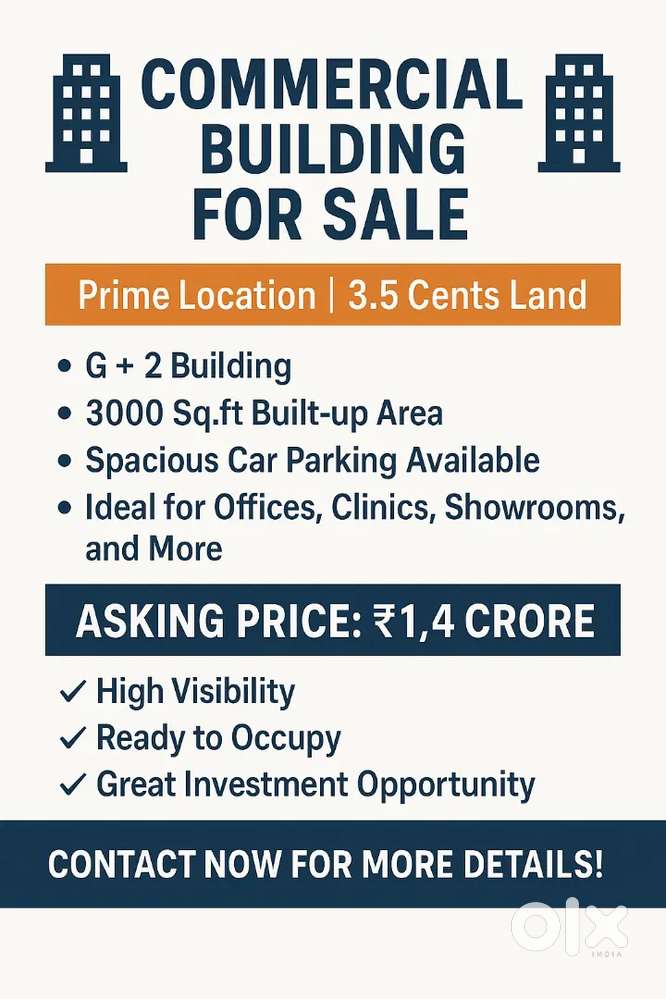 G+2 Building in 3.7 cents For Sale @ Kathrikadavu