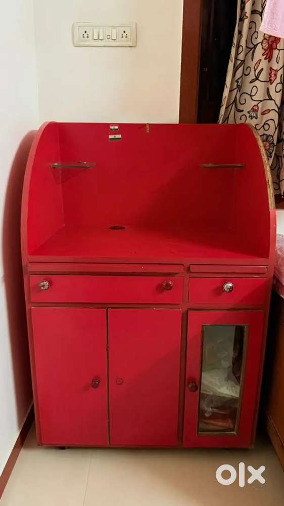 Durable Computer Table with Cupboard  Minor Wear, Fully Functional