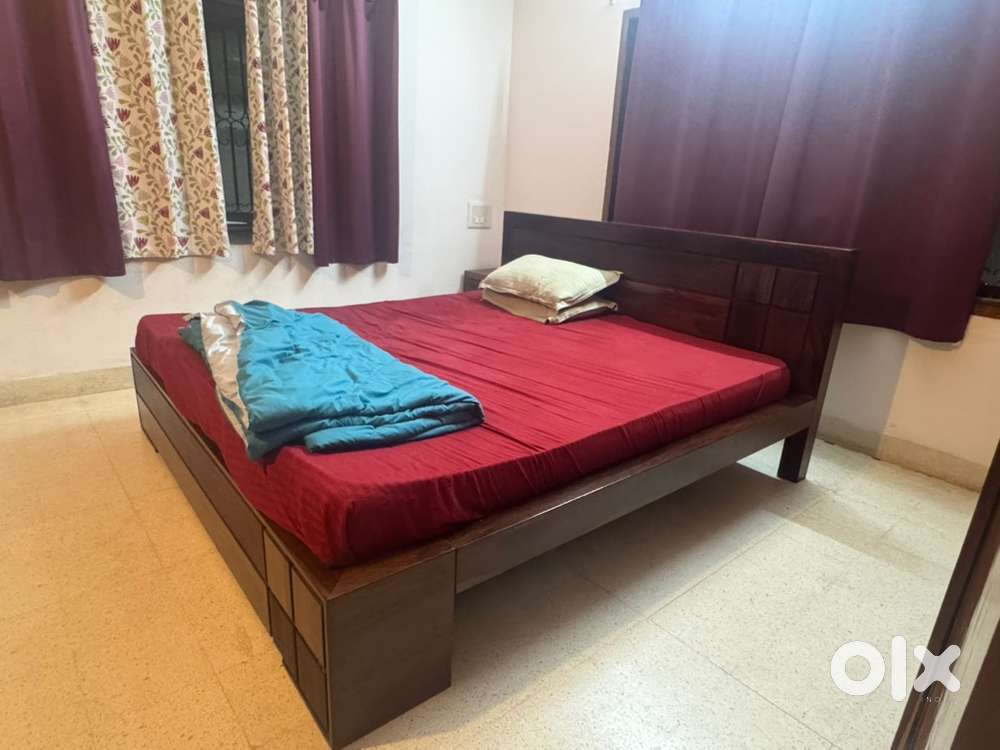 Kings size solid wood cot + mattress