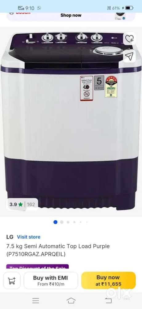 Lg 7.5 kg 5 star