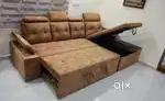 Wooden l shape sofa cum bed in emi available Aliyar Arham Recliner
