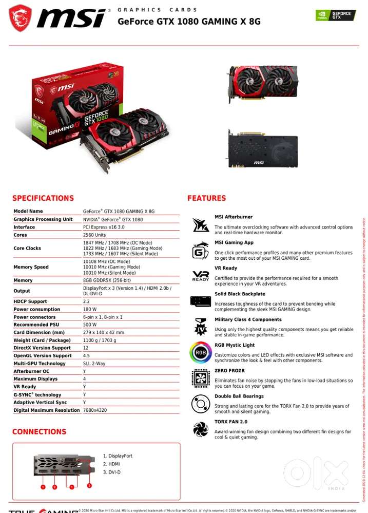 GeForce GTX 1080 GAMING X 8G