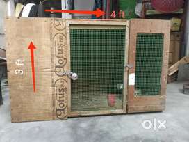 Double door cage for bird hens and rabbits