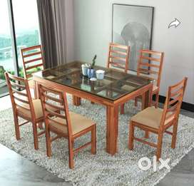Dining table with chair and two sets of sofa