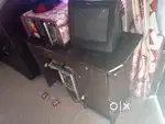 Table with computer set with key board