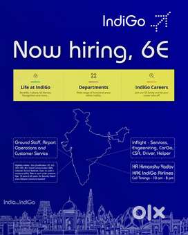 IndiGo Airlines Ground Staff|CSA|Cabin Crew|AOCS|Driver Airport Jobs