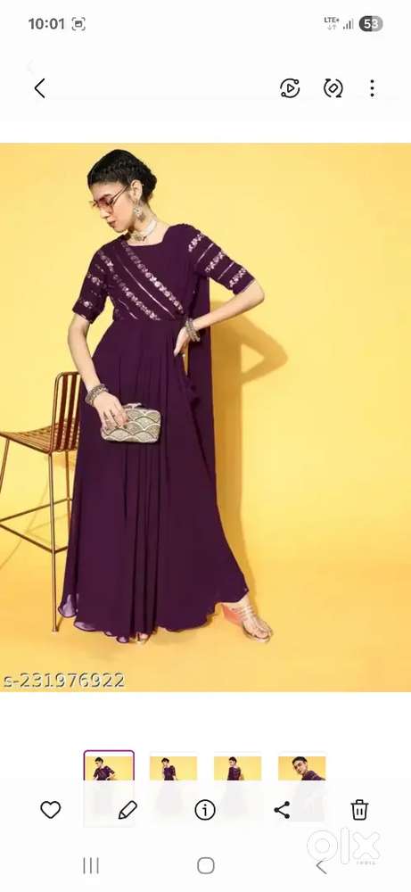 Majenta colour ethnic gown