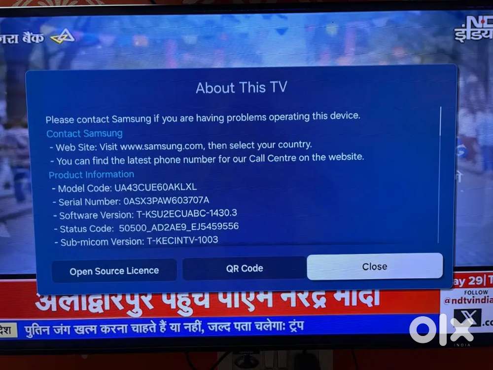 Samsung  43 inch crystal UHD 4K smart TV UA43CUE60AKLXL