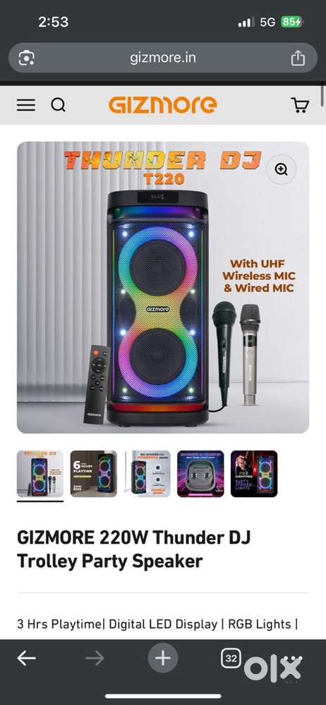 50 % discount GIZMORE 220W Thunder DJ Trolley Party Speaker