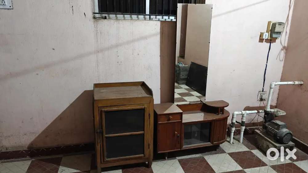 Old dressing table and meat safe