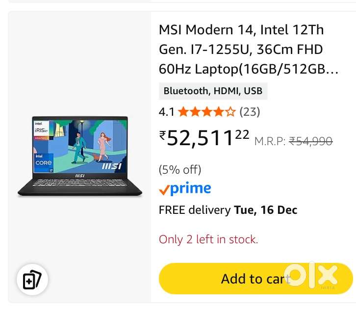 Msi laptop i7 512gb unused