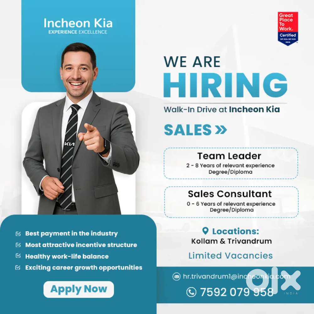 Wanted Sales Executives for Nedumangad