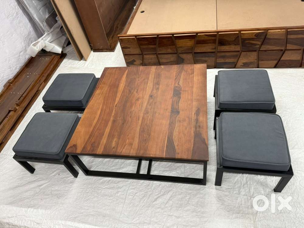 Home Edgez : Falon 4 Stool sheesham Coffee Table for UPTO 70% OFF SALE