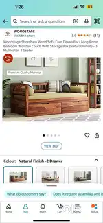 Sheesham wood sofa cum diwan with storage