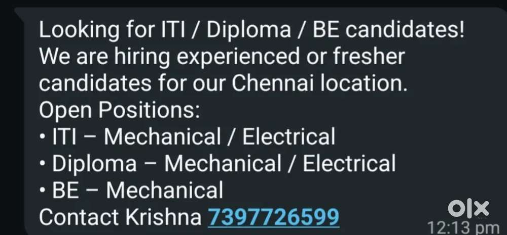 Looking for ITI / Diploma