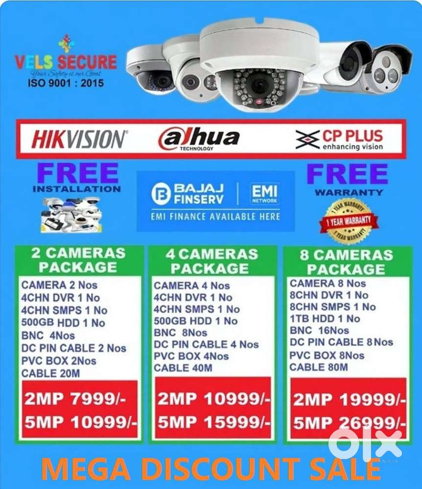 MEGA   DISCOUNT  SALE OF     2MP  DAHUA or CP PLUS or HIKVISION  CCTV