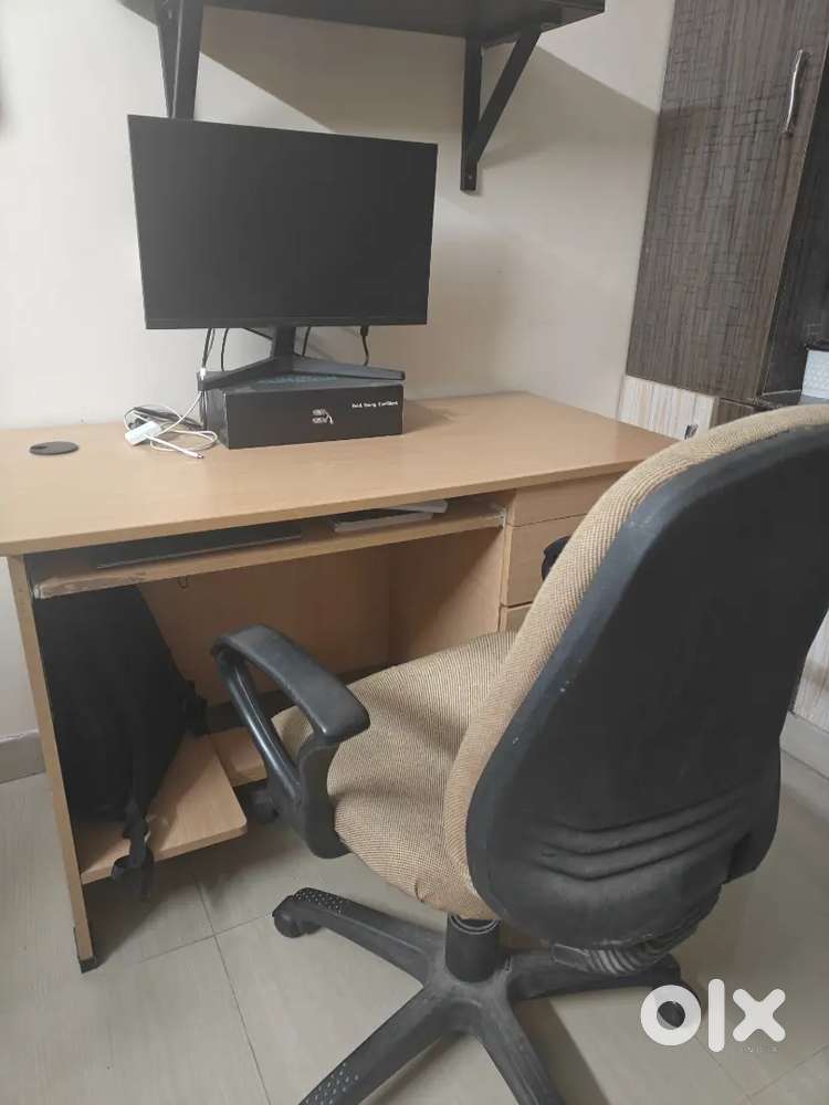 Large computer table with chair