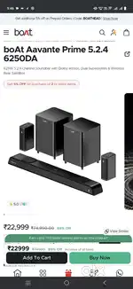 Boat avatar 5.2.4 6250 DA 525 watts dual soundbar sealed pack