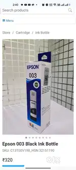 Epson 003 black ink bottle