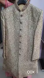 Wedding Sherwani golden color full set.