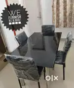 New tuffen glass dining table with 4 chairs for sale @ Yousufguda