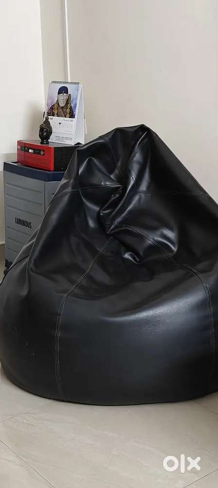 XXXL Jumbo Bean Bag – Premium Black Rexin Leather Finish