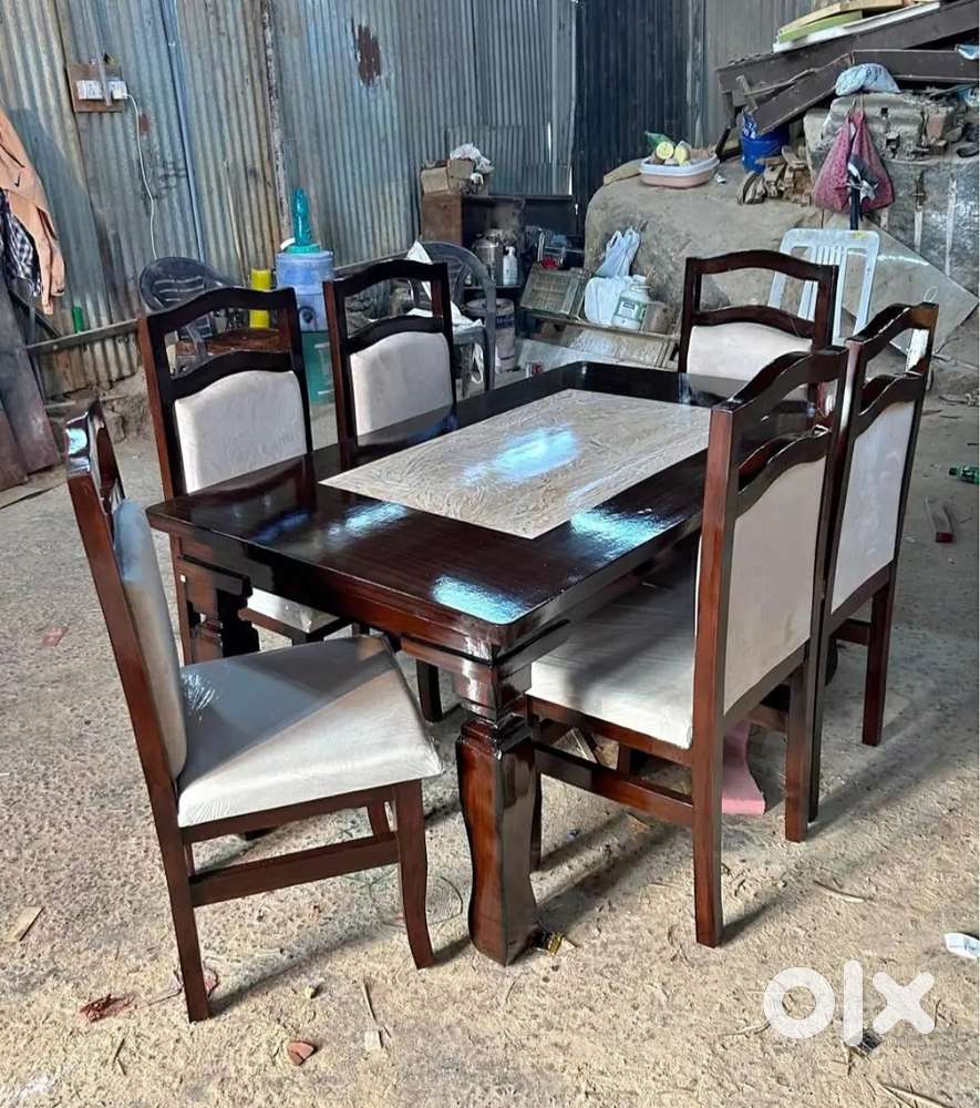 Lite and dark colour combination 6 seater dinning table in STARF FURNI