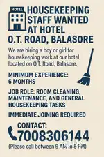 House keeping job for hotel