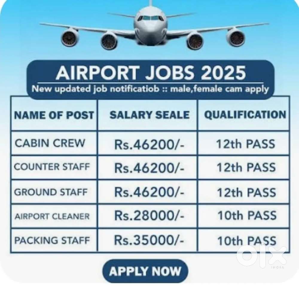JOB IN INDIGO AIRLINES MALE & FEMALE  NEARBY AIRPORT JOINING CALL NOW