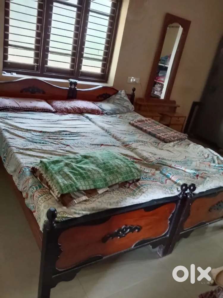 Teek wood  single beds