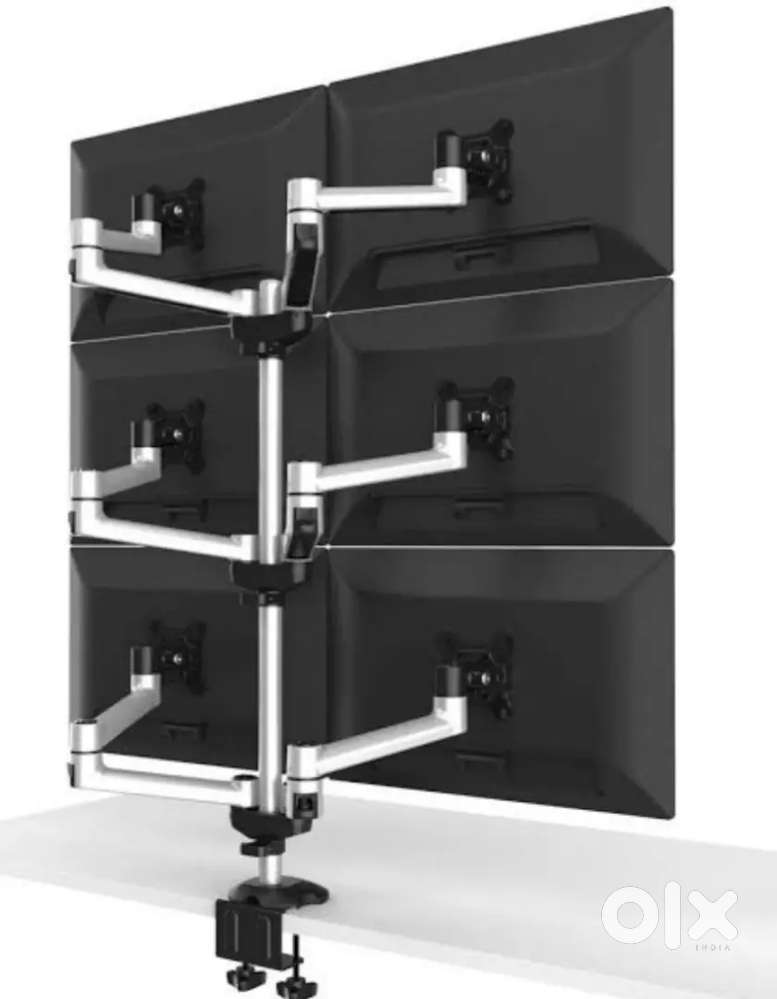 6 bracket computer monitor pole stand can fit upto 36 inch monitor
