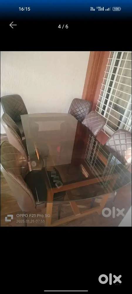 Glass top dining table