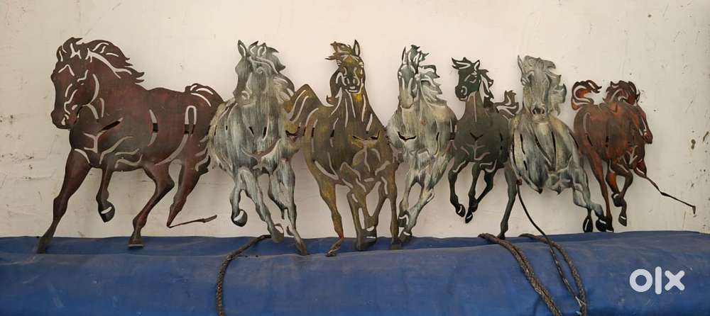 Seven horses metal wall art