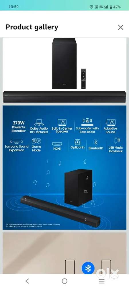 Samsung sound bar with dolby  (HW-B550/xl)