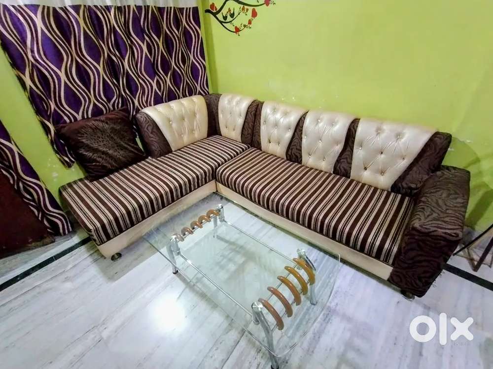 Sofa Set - L Shape with 2 Couch and Table