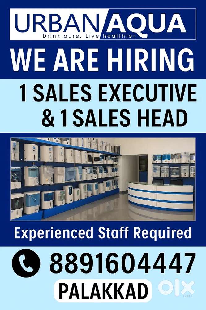 Need Sales Team Head & Sales Executive for Water Purifier Shop