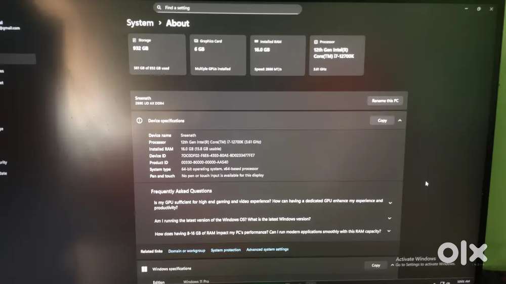 Gaming PC ONLY CPU i7 12700k